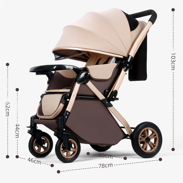 Luxury design two way armrest baby pushchair stroller 4 wheels lightweight folding kids pram wagon carrier bebe carriages