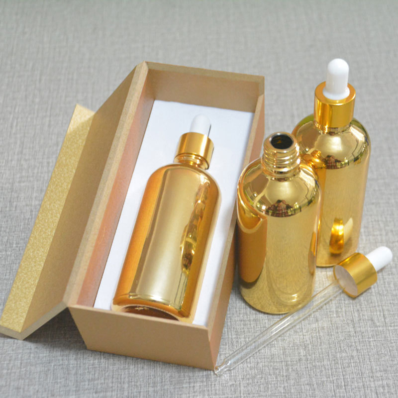 100Ml Plating Golden Empty Dropper Bottle Glass Essential Oil Bottle Perfume Subpackage Bottles