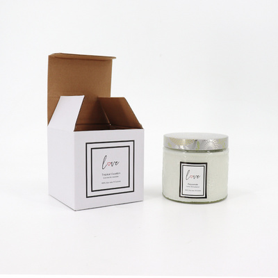 Private Label Home Fragrance Soy Wax Candles Packaging Empty Glass Jar 8OZ Round Elegant Scented Glass Candles Jar With Box