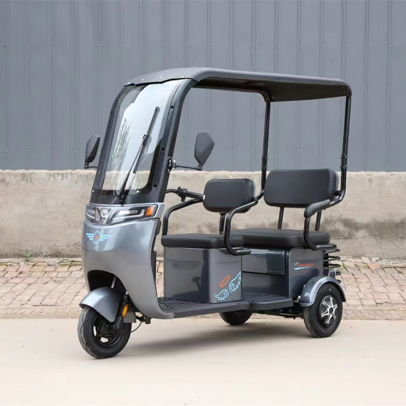 2024 New Open-air Electric Tricycle with Cover 48V 800W Park Viewing Vehicle Elderly Pick up Child 3 Seat Golf Cart-sized Buggy