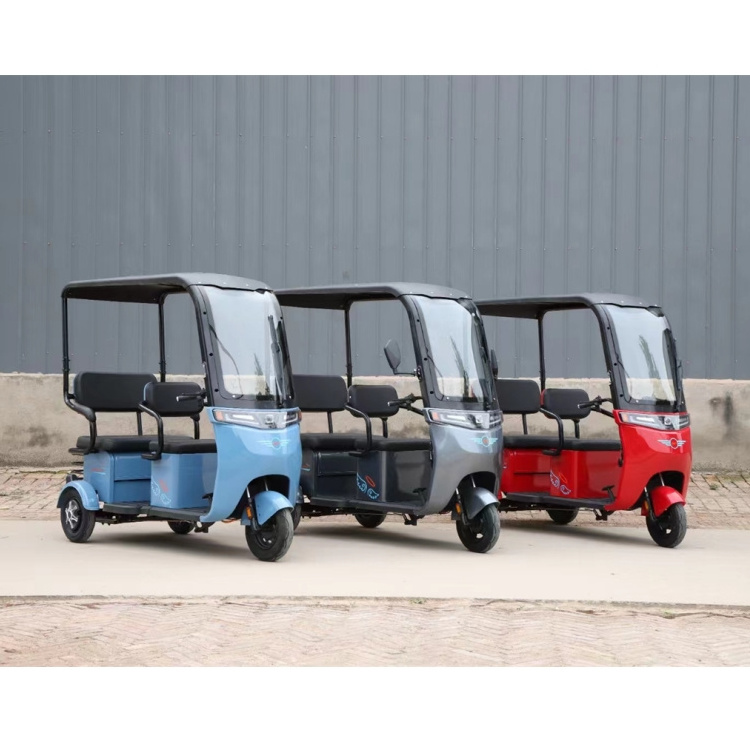 2024 New Open-air Electric Tricycle with Cover 48V 800W Park Viewing Vehicle Elderly Pick up Child 3 Seat Golf Cart-sized Buggy