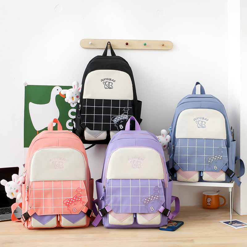 Latest Style Vintage Canvas Backpack with Big Capacity Cartoon Pattern School Bags for Boys and Girls