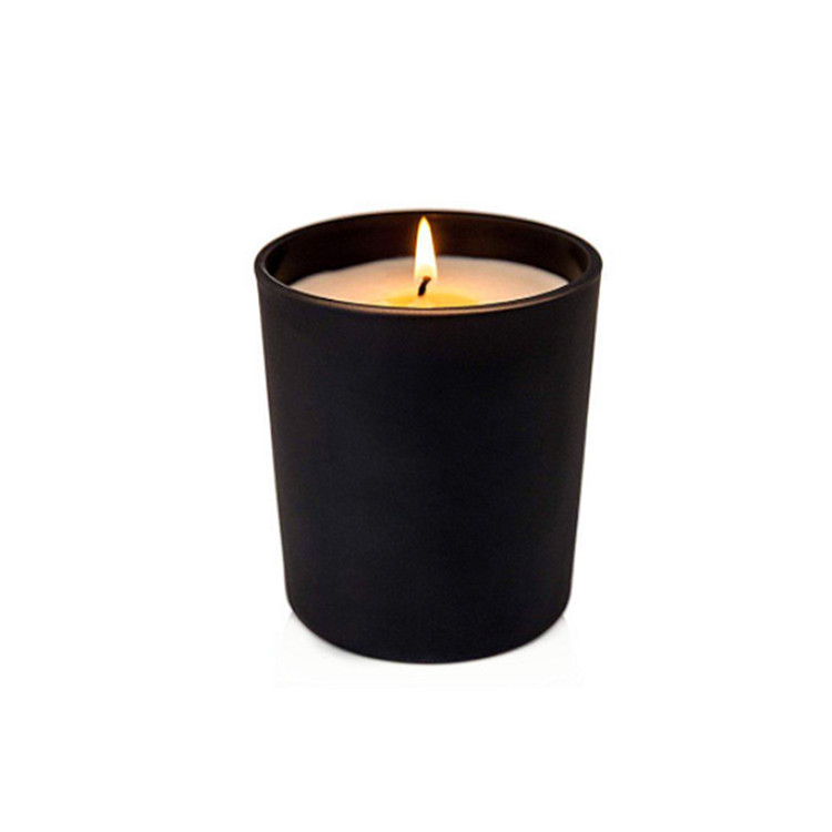 bulk 200ml matte black Soy Wax candle holders scented candles glass candle jars with wooden lids