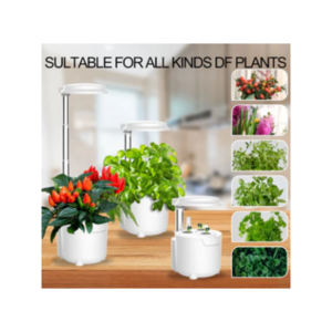 Small White Portable smart planter pot LED Grow Light Hanger for indoor plants