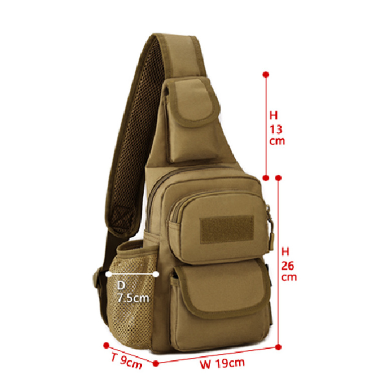 Riding MOLLE Chest Strap Switched Bag Daily Outing Waterproof Crossbody Bag Tactical Chest Sling Bag With Water Bottle Pocket