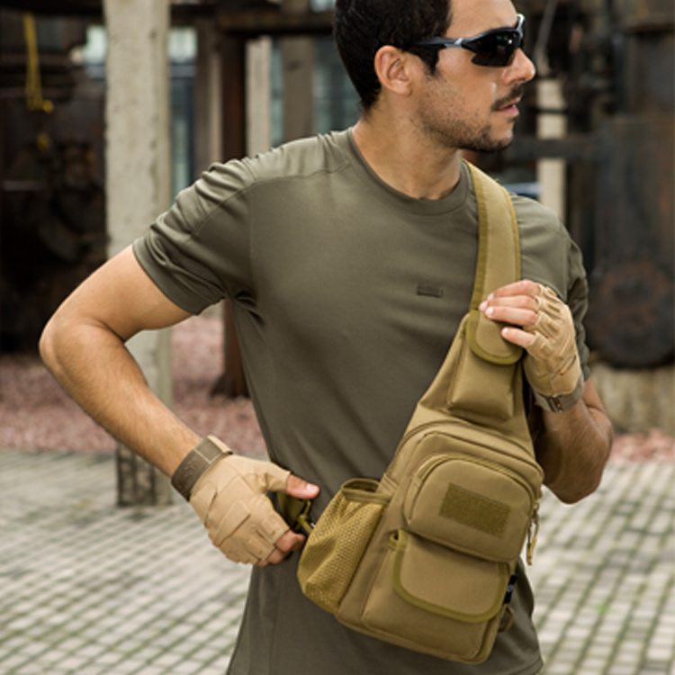 Riding MOLLE Chest Strap Switched Bag Daily Outing Waterproof Crossbody Bag Tactical Chest Sling Bag With Water Bottle Pocket