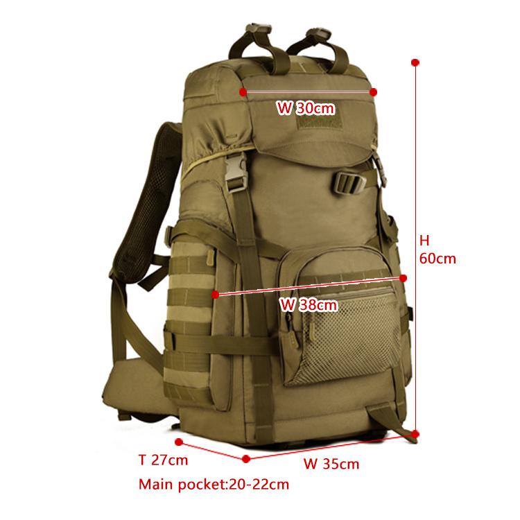 Protector Plus Customized Large Outdoor Mountaineer Frame Multifunctional Oxford Waterproof 60l Hiking Camping Tactical Backpack