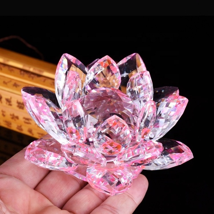 60mm-200mm Fengshui Crystal Lotus Flower Crafts Glass Paperweight Ornaments Figurines Home Wedding Party Decor Gifts Souvenir 6