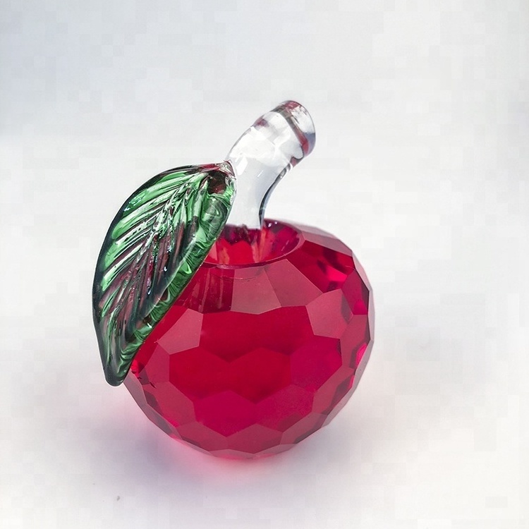 10pcs free shipping/lot 60mm red color New Year Christmas Tree Hanging Cut crystal Glass Apple Ornaments decoration glass Apple