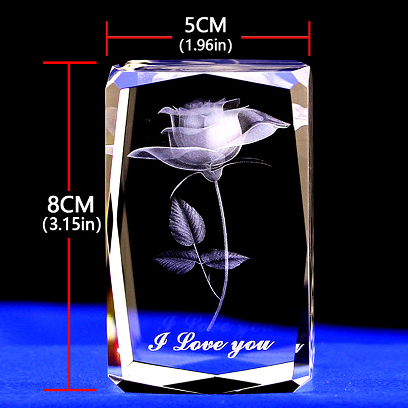 Honor of crystal Wedding Souvenirs led 3d Laser Engraving Glass Block Engraving Printing Glass 3d Photo Crystal