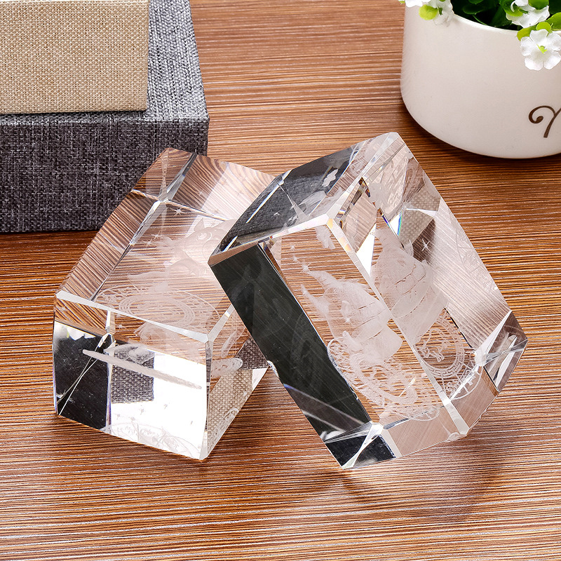 Honor of crystal Wedding Souvenirs led 3d Laser Engraving Glass Block Engraving Printing Glass 3d Photo Crystal