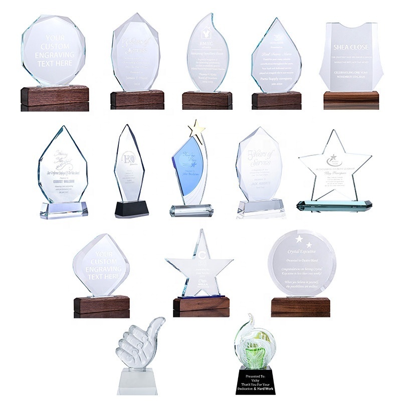 Honor of crystal 2023 custom Plaque Metal Silver Star Shape Crystal Award Silver Star Crystal Glass Trophy Awards