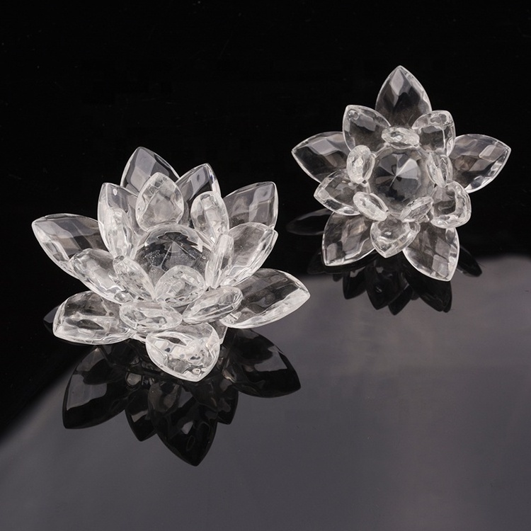 60mm-200mm Fengshui Crystal Lotus Flower Crafts Glass Paperweight Ornaments Figurines Home Wedding Party Decor Gifts Souvenir 6