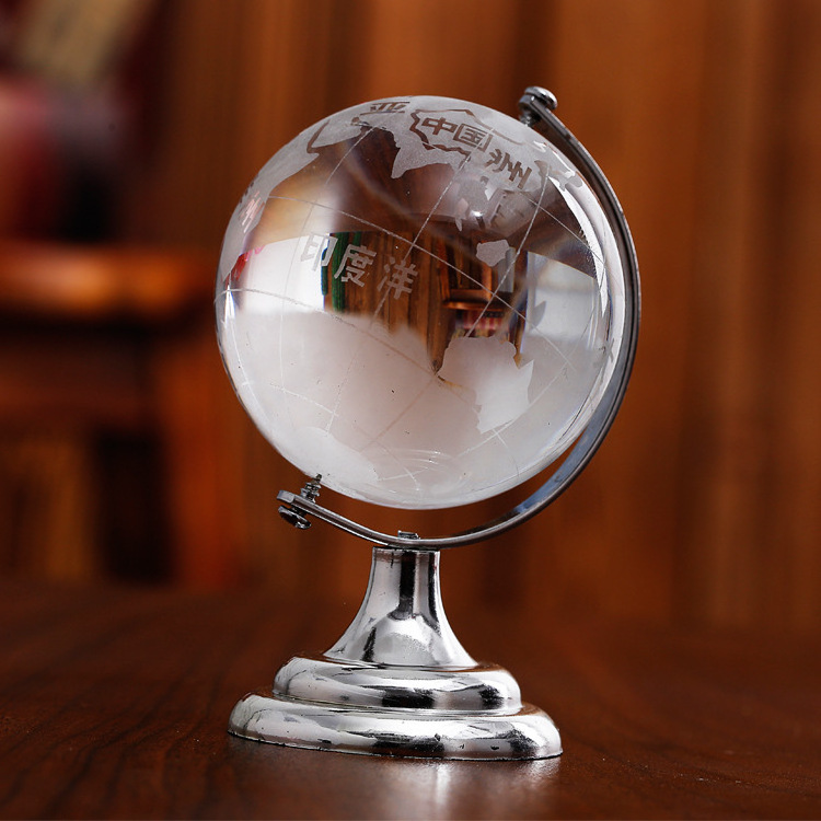 Honor of crystal Round Shaped Clear K9 Crystal Glass Earth Globe Custom World Map Engraved Globe With Base For Business Gifts