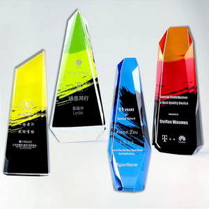 Honor Of Crystal Best Company 15 Years Anniversary Trophy Souvenir Crystal Trophy Award Plaque