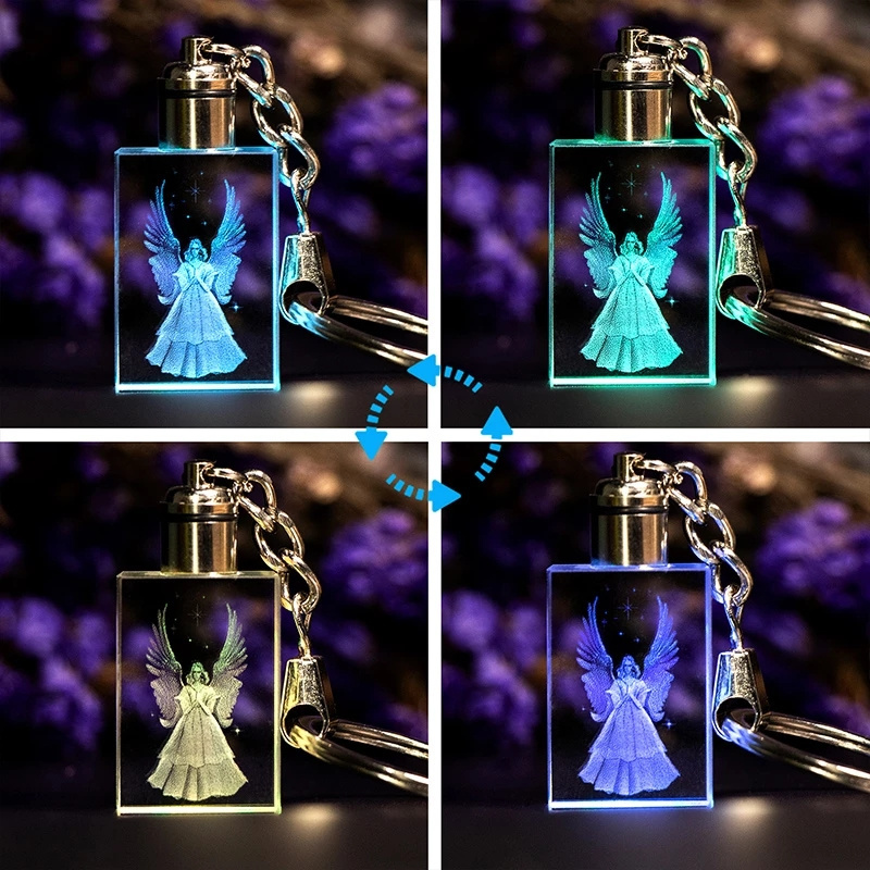 HBL Personalized engraving Wholesale Blank Crystal Keychain Custom Photo Led Light K9 Crystal Keychain For Laser Engraving