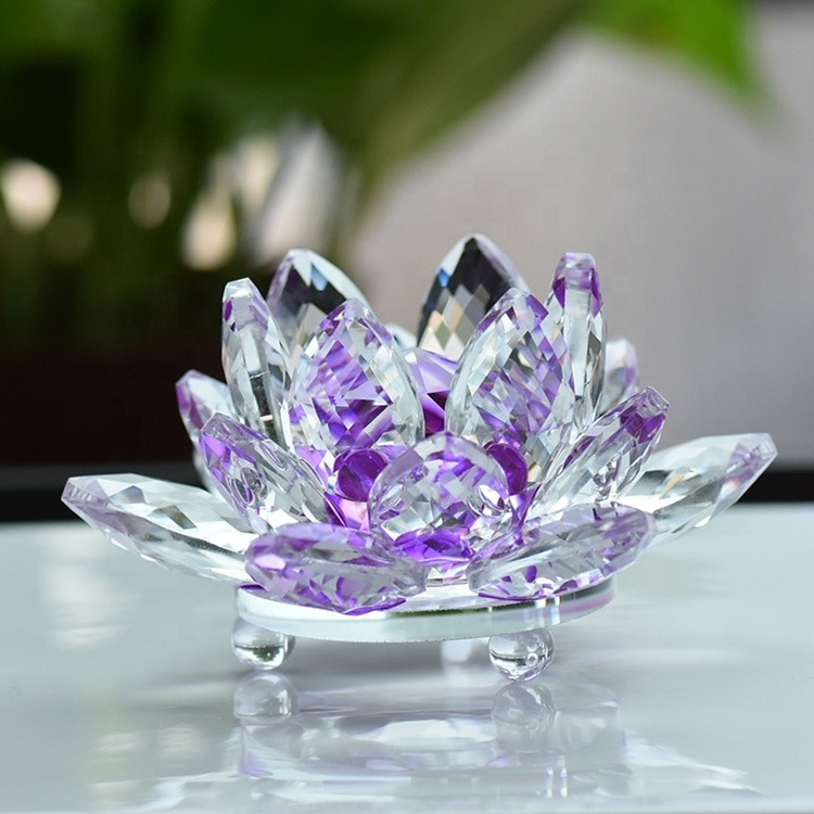 60mm-200mm Fengshui Crystal Lotus Flower Crafts Glass Paperweight Ornaments Figurines Home Wedding Party Decor Gifts Souvenir 6