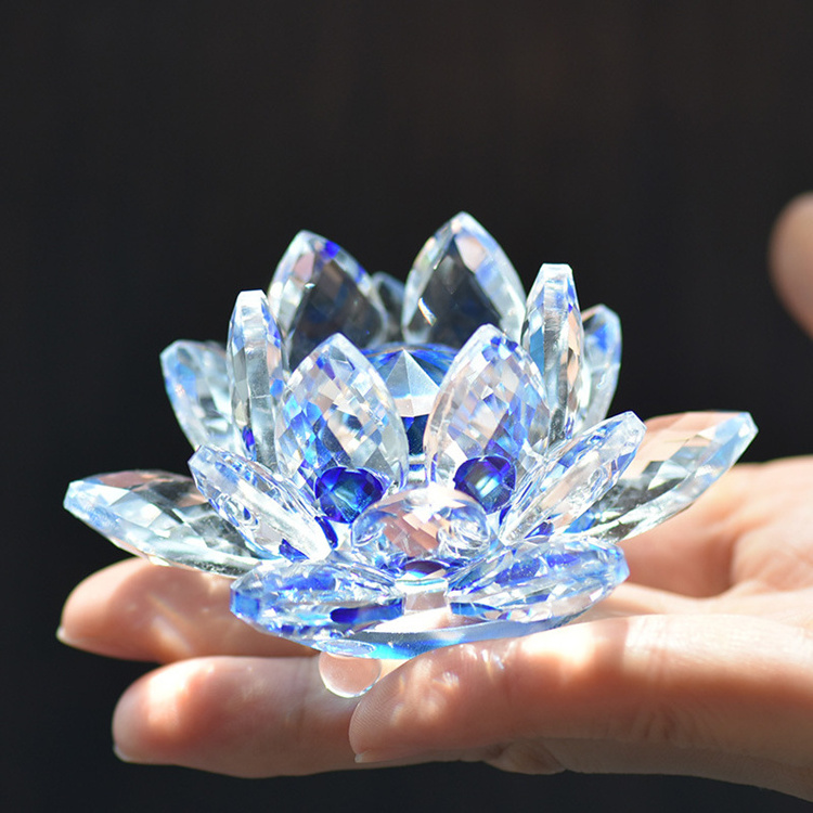 60mm-200mm Fengshui Crystal Lotus Flower Crafts Glass Paperweight Ornaments Figurines Home Wedding Party Decor Gifts Souvenir 6