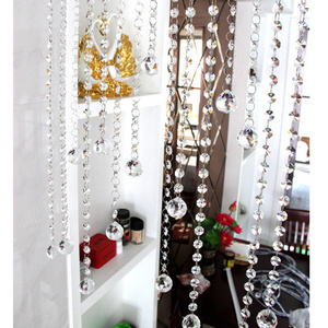 Honor of crystal 14mm Clear Octagon Beads Chains+30mm Faceted Ball Strand Garlands For Wedding Home Curtain Decoration