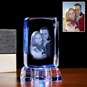 Honor of crystal Wedding Souvenirs led 3d Laser Engraving Glass Block Engraving Printing Glass 3d Photo Crystal