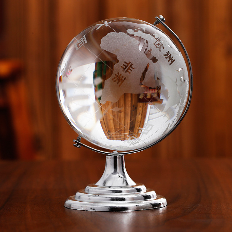 Honor of crystal Round Shaped Clear K9 Crystal Glass Earth Globe Custom World Map Engraved Globe With Base For Business Gifts