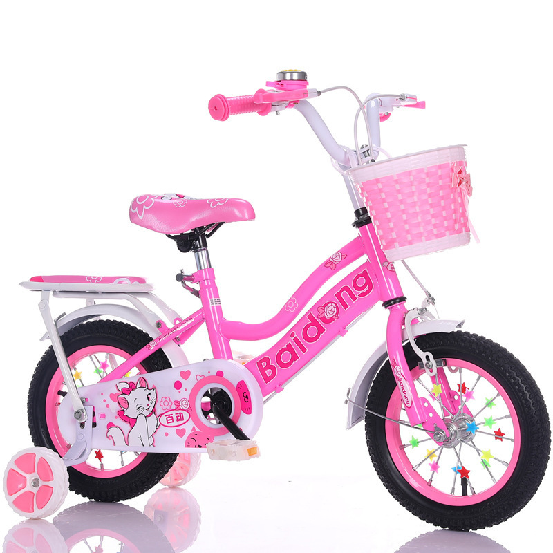 Wholesale Custom 12 14 16 18 inch Pink Girls Bike for Kids with Basket and Training Wheels