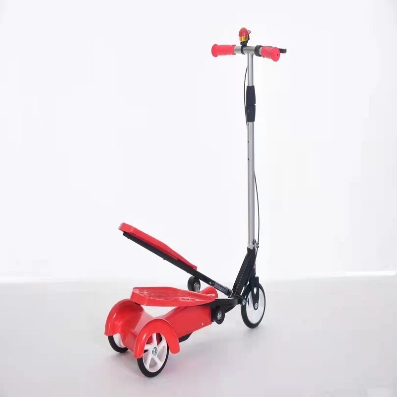 Wholesale 3 wheel Twin Pedal kick scooter with brake OEM double swing children scooter with seat