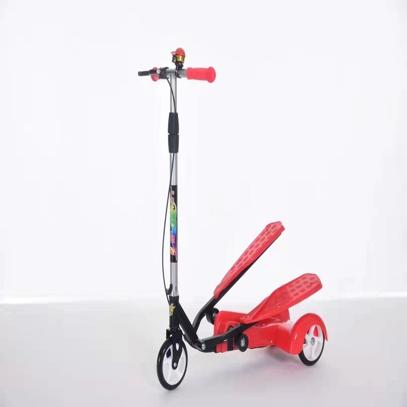 Wholesale 3 wheel Twin Pedal kick scooter with brake OEM double swing children scooter with seat