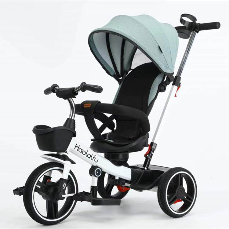 Wholesale OEM children's tricycle two-way reclining baby tricycle rubber wheel various colors