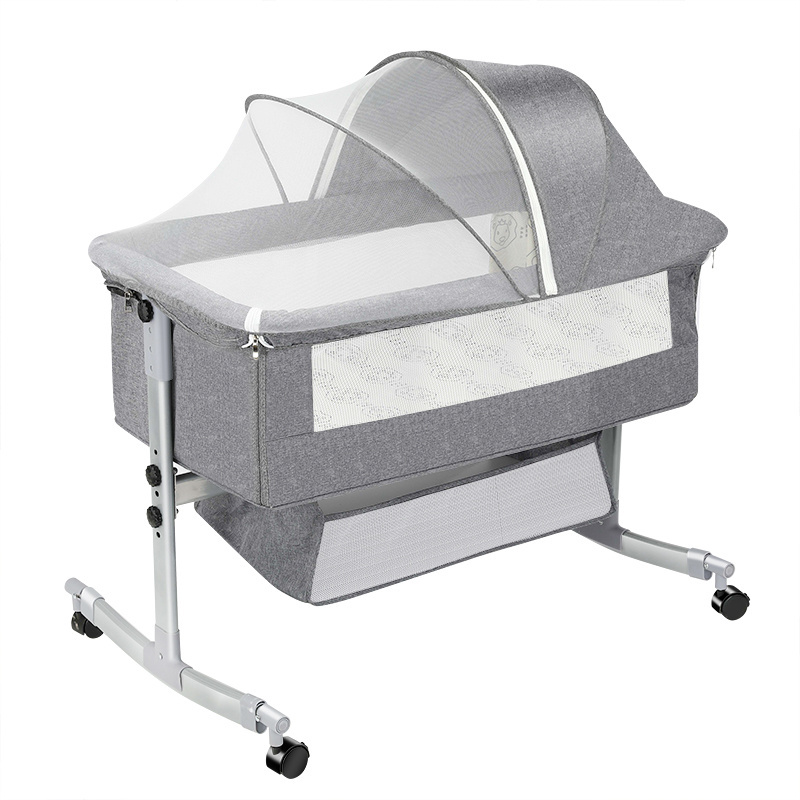 Baby Bassinet, Bedside Sleeper for Baby, Easy Folding Portable Crib with Storage Basket for Newborn, Bedside Bassinet