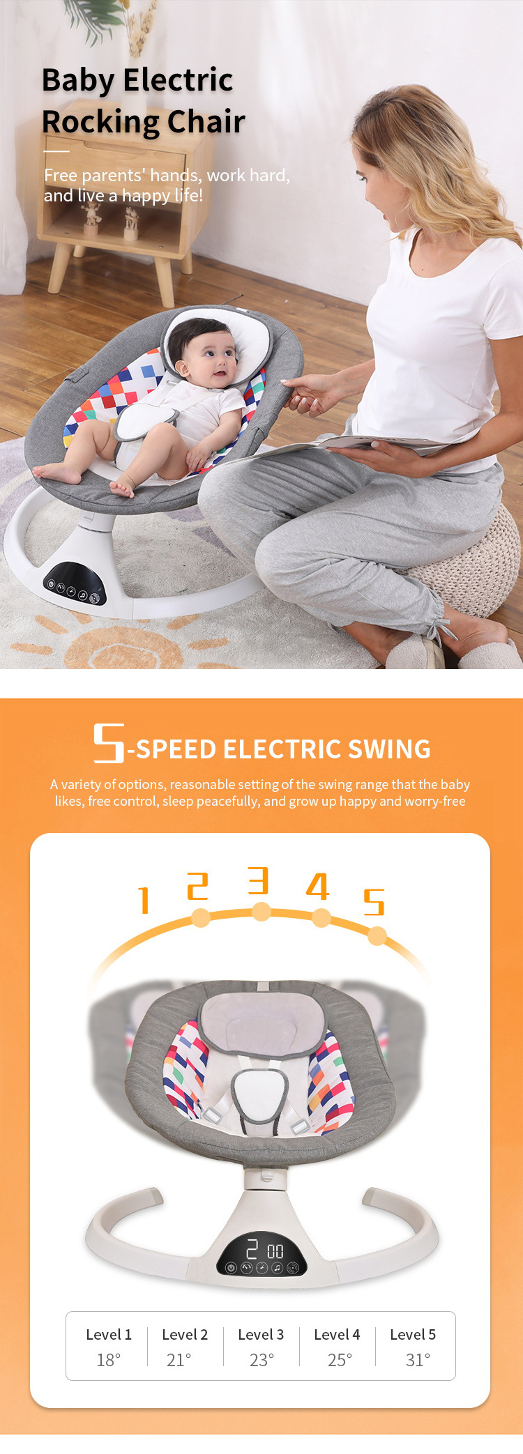 Multi functional and portable baby rocker electric automatic swing and ...