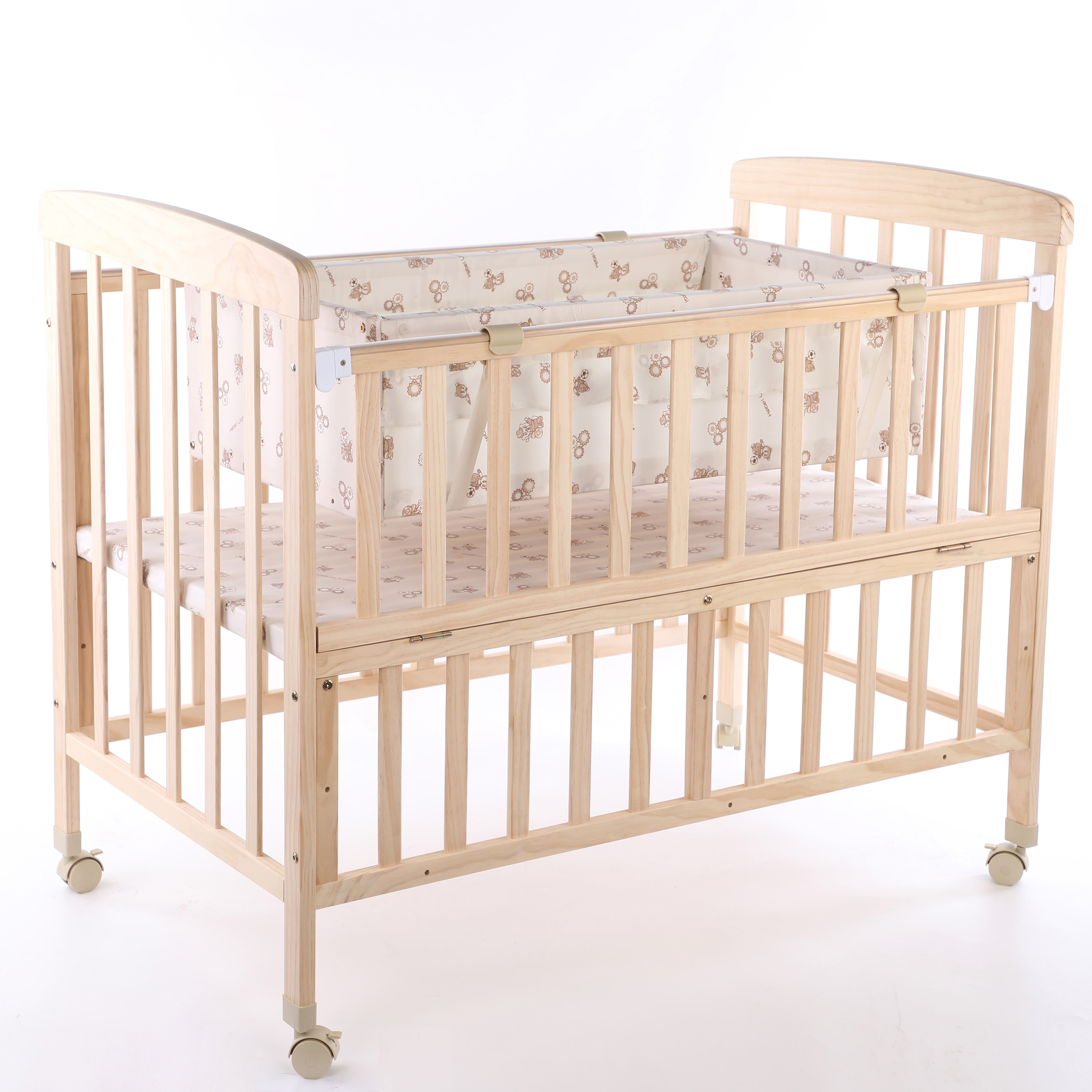 2023 new multifunctional wooden crib New Zealand pine solid wood crib