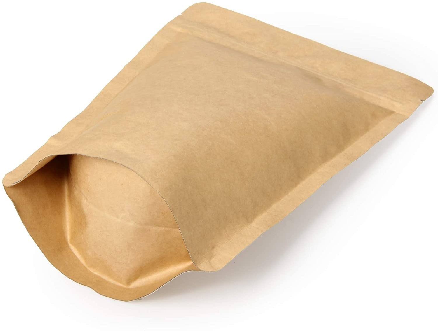 Kraft Paper Stand Up Coffee Bag Pouch Round Bottom, Zip Lock, Degassing Valve and Heat Seal-able.