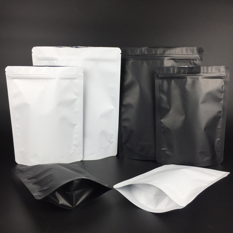 Matte black white stand up pouch with Resealable zip lock doypack for cannaburst gummies food mylar bags