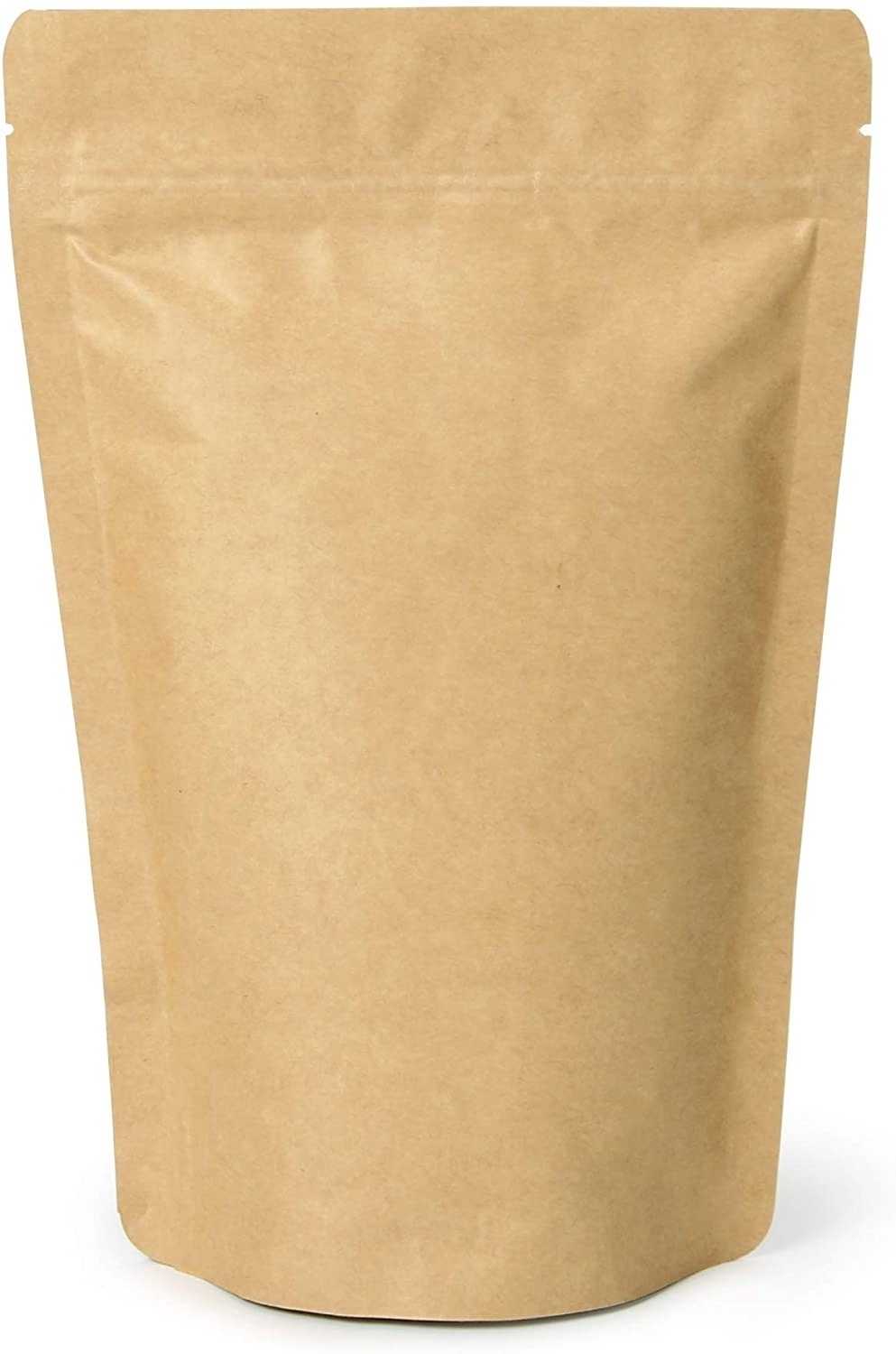 Kraft Paper Stand Up Coffee Bag Pouch Round Bottom, Zip Lock, Degassing Valve and Heat Seal-able.