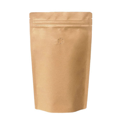 Recycling kraft paper coffee bag Stand Up pouch with one way degassing valve Water Proof Oil Proof bag with aluminum foil lined