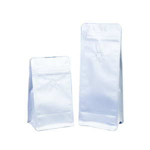 kraft zip resealable bags 8 side sealed paper bag with one way air valve for coffee bean and snack packaging paper