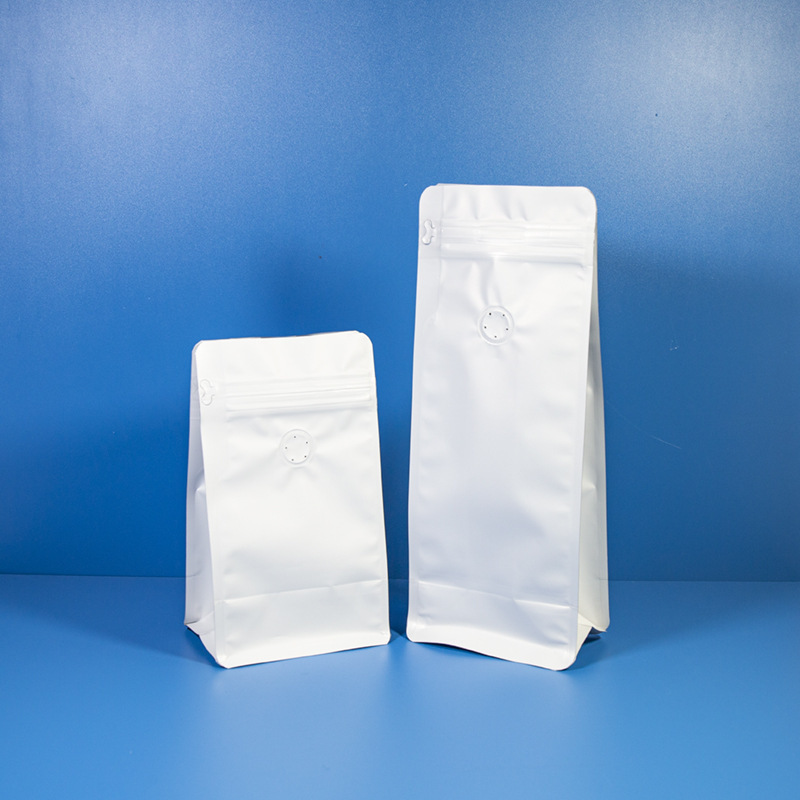 kraft zip resealable bags 8 side sealed paper bag with one way air valve for coffee bean and snack packaging paper