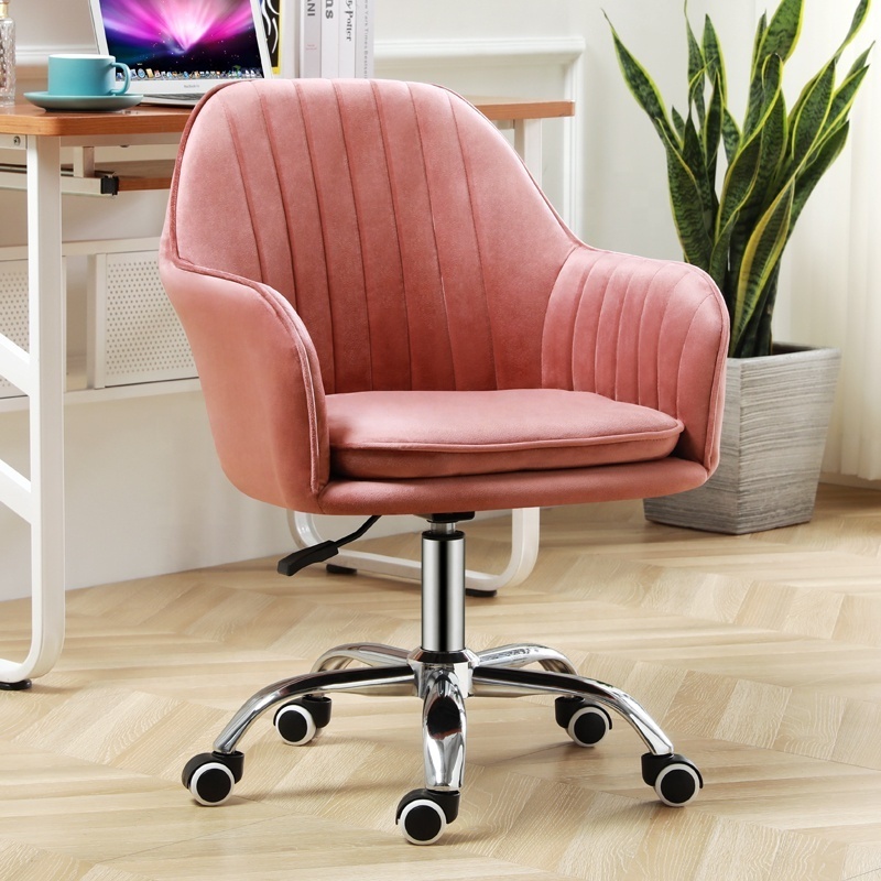 Factory Ergonomic Green Padded Computer Armchair Height Adjustable Design pink Swivel velvet office chair desk chair With Wheels