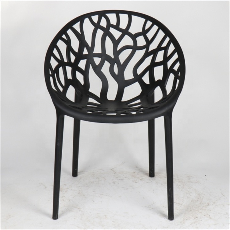 Factory Wholesale Black Cheap modern pp resin Tree Restaurant Cafe chair Design Stackable Plastic Dining Chairs with arms