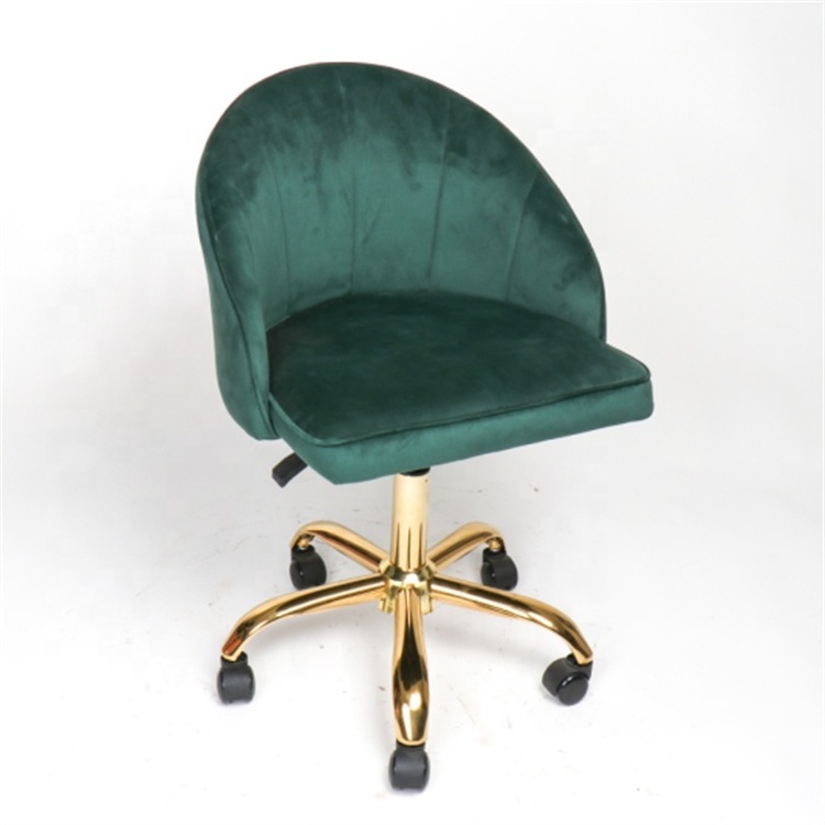 Factory wholesale modern Elegant Green Pink mid back velour home office chair custom velvet swivel chair with wheels