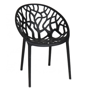 Factory Wholesale Black Cheap modern pp resin Tree Restaurant Cafe chair Design Stackable Plastic Dining Chairs with arms