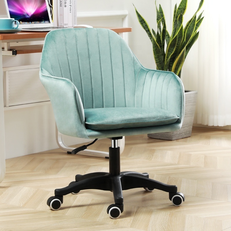 Factory Ergonomic Green Padded Computer Armchair Height Adjustable Design pink Swivel velvet office chair desk chair With Wheels