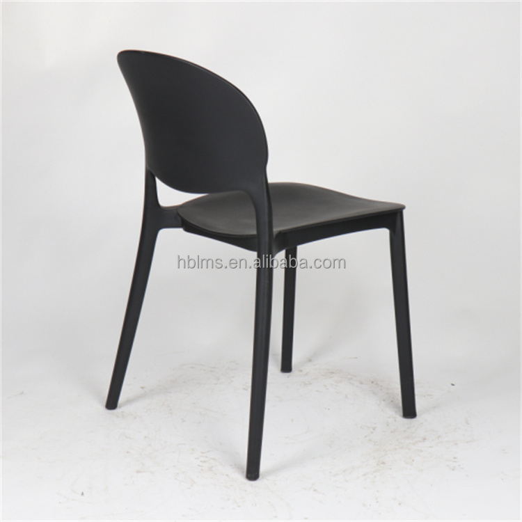 Factory wholesale Morden Black Armless Backrest PP Dining Room Chairs stackable plastic chair for events