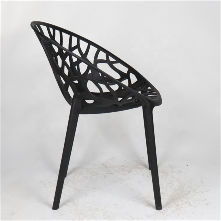 Factory Wholesale Black Cheap modern pp resin Tree Restaurant Cafe chair Design Stackable Plastic Dining Chairs with arms