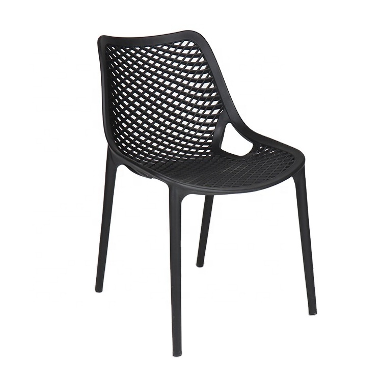 Factory Wholesale Modern Black Outdoor unbreakable stackable PP Plastic Dining Chairs for Home Restaurant