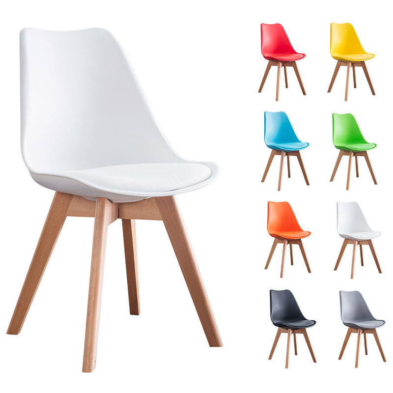 Wholesale Modern Simple PP beech wood legs dine chair design Plastic Tulip dining room chair for Home and cafe