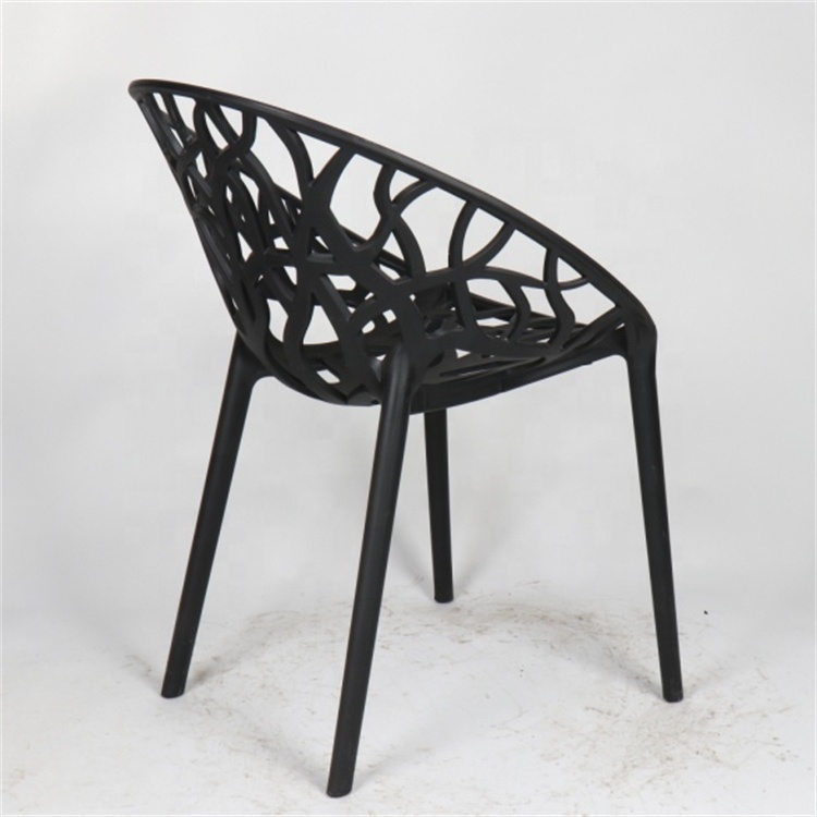 Factory Wholesale Black Cheap modern pp resin Tree Restaurant Cafe chair Design Stackable Plastic Dining Chairs with arms