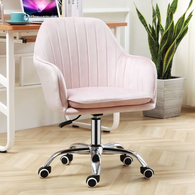 Factory Ergonomic Green Padded Computer Armchair Height Adjustable Design pink Swivel velvet office chair desk chair With Wheels