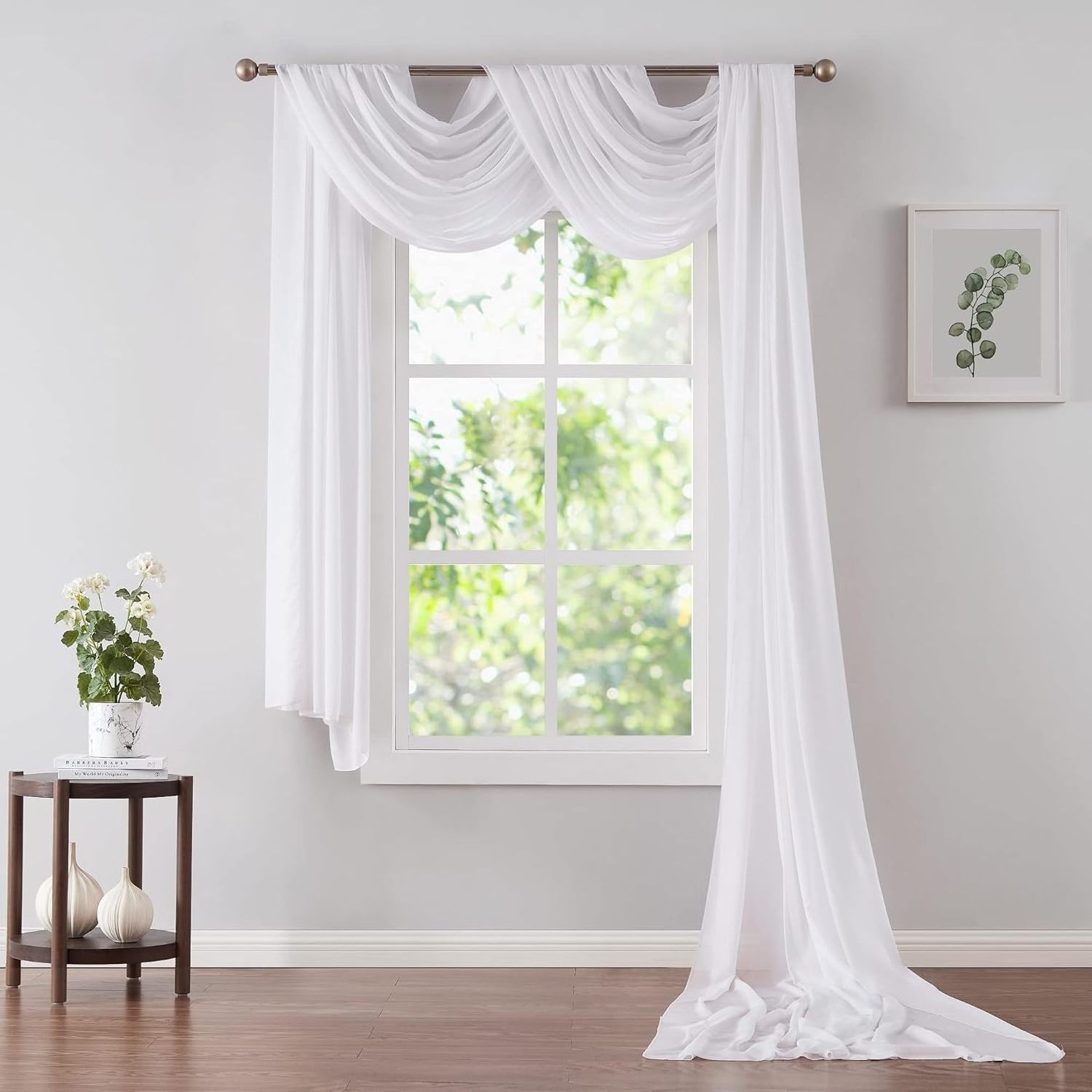 Pair of 2 White Canopy Bed Curtains 35 x 144 Inches Bed Curtains for Double or Twin Size Bed Great as Canopy for Girls Room